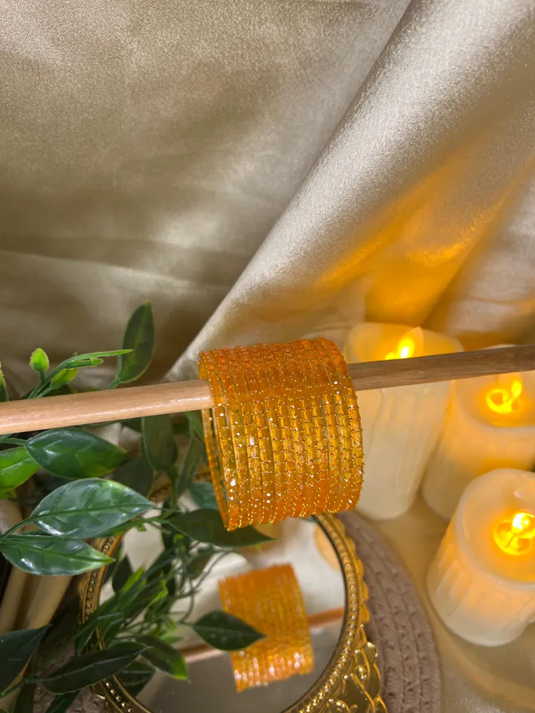 Square Edge Glass Bangles — Sunset Orange