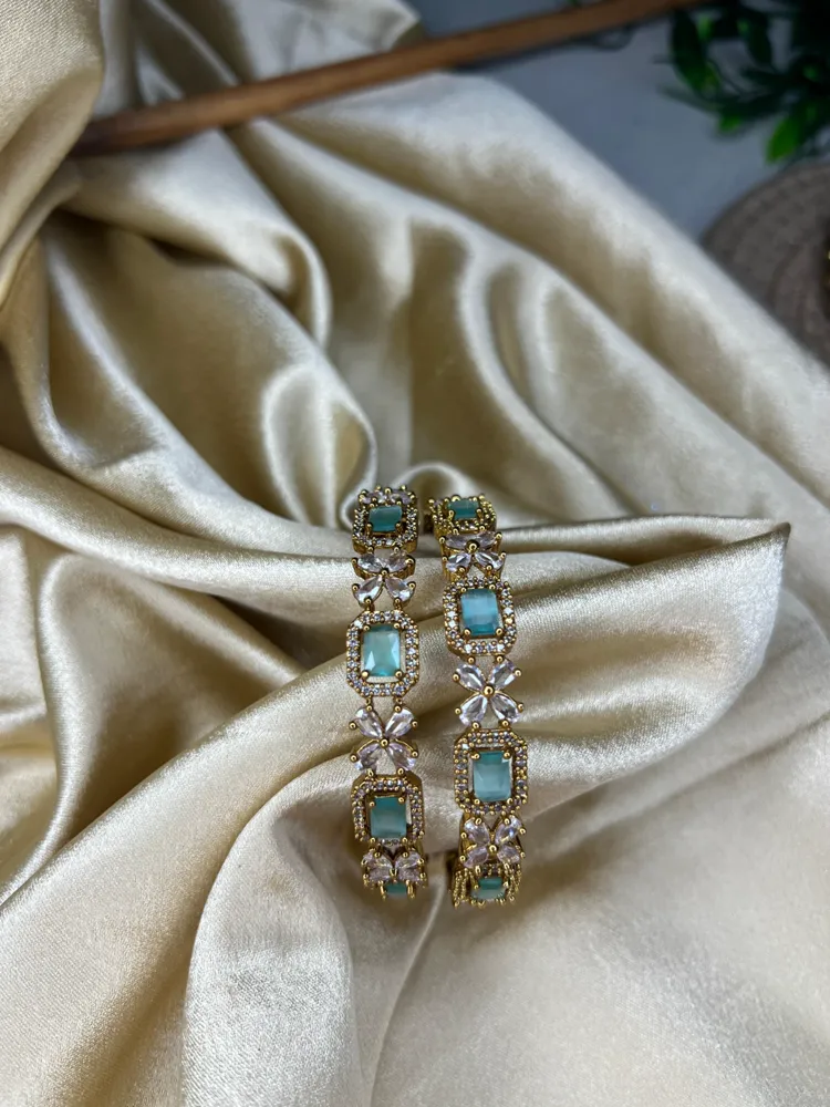 Statement Bangles — Premium Blue Flower Stone